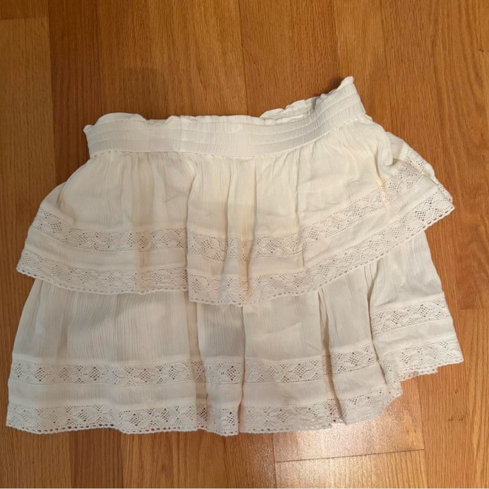 Elegant Cream Lace Tiered Skirt Coquette Shoujo